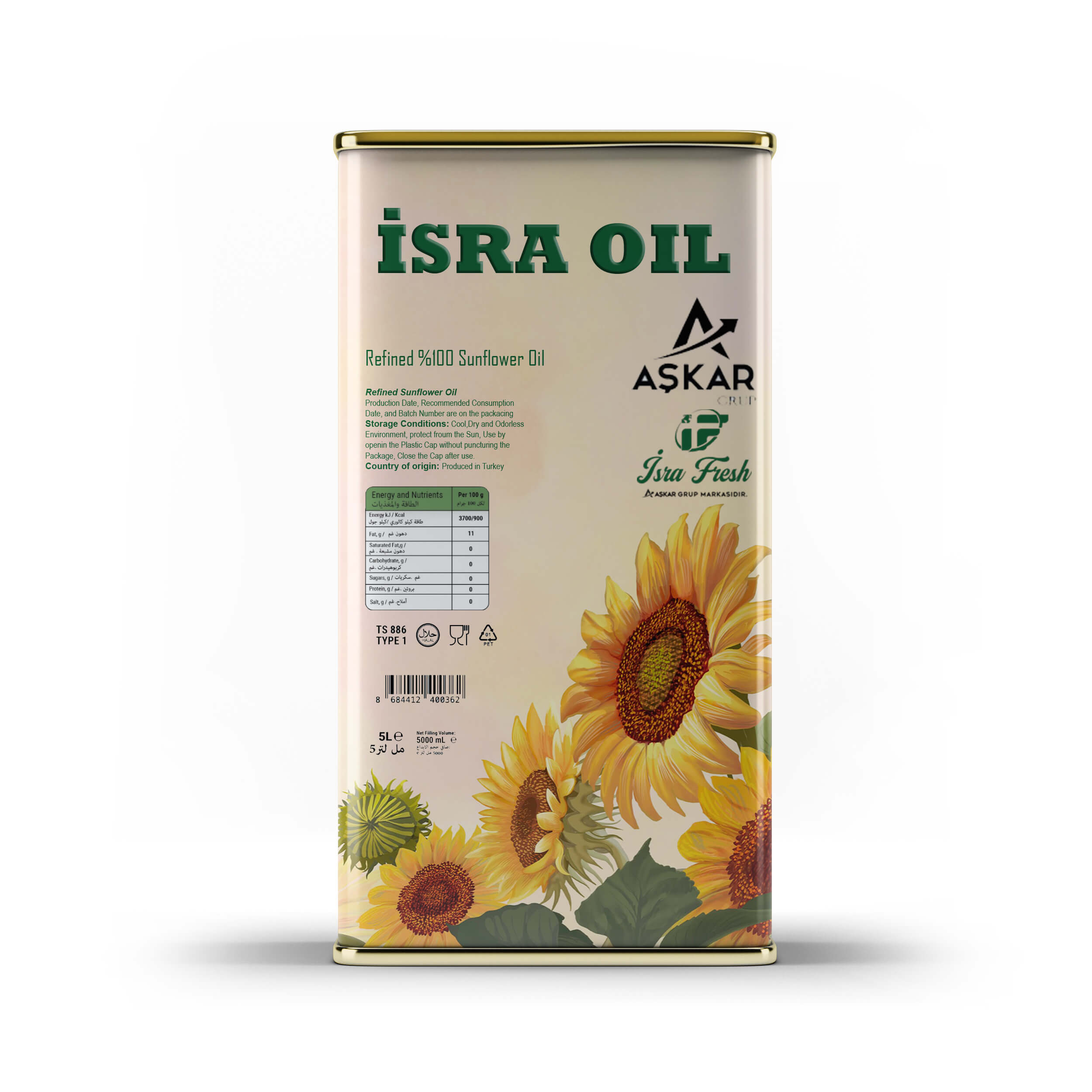 5 Litre Teneke Ayçiçek Yağı